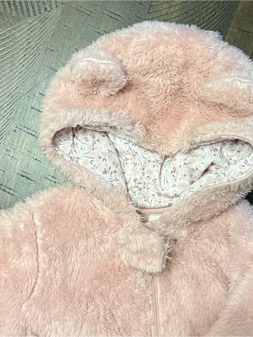 Carter's Plush Pink Hooded Footed One-Piece